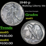 1946-p Walking Liberty Half Dollar 50c Grades GEM Unc