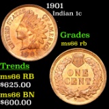 1901 Indian Cent 1c Grades GEM+ Unc RB