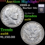***Auction Highlight*** 1899-o Barber Half Dollars 50c Graded au58 By SEGS (fc)