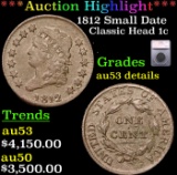 ***Auction Highlight*** 1812 Small Date Classic Head Large Cent 1c Graded au53 details By SEGS (fc)