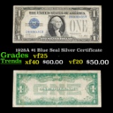 1928A $1 Blue Seal Silver Certificate Grades vf+