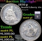 ***Auction Highlight*** 1876-p Seated Liberty Quarter 25c Graded ms64 pl By SEGS (fc)