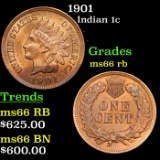 1901 Indian Cent 1c Grades GEM+ Unc RB