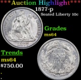 ***Auction Highlight*** 1877-cc Seated Liberty Dime 10c Graded Choice Unc BY USCG (fc)