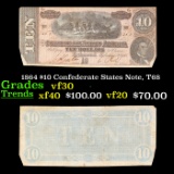 1864 $10 Confederate States Note, T68 Grades vf++