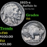 1925-s Buffalo Nickel 5c Grades f+