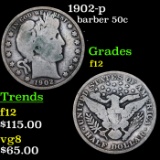 1902-p Barber Half Dollars 50c Grades f, fine