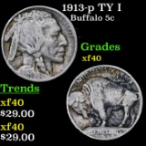 1913-p TY I Buffalo Nickel 5c Grades xf