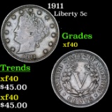 1911 Liberty Nickel 5c Grades xf