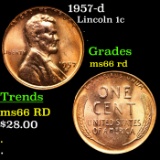 1957-d Lincoln Cent 1c Grades GEM+ Unc RD