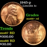 1945-p Lincoln Cent 1c Grades GEM++ RD