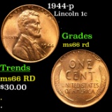 1944-p Lincoln Cent 1c Grades GEM+ Unc RD