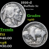 1916-d Buffalo Nickel 5c Grades vg+