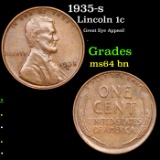 1935-s Lincoln Cent 1c Grades Choice Unc BN