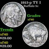 1913-p TY I Buffalo Nickel 5c Grades xf