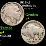 1918-d Buffalo Nickel 5c Grades g, good