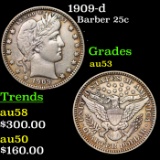 1909-d Barber Quarter 25c Grades Select AU