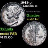 1943-p Lincoln Cent 1c Grades GEM FSB