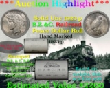 ***Auction Highlight*** Full solid date 1923-S Au/Bu Slider Peace silver dollar roll, 20 coins (fc)