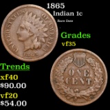 1865 Indian Cent 1c Grades vf++