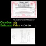 1967 Pan American World Airways Inc Capital Stock Certificate 100 Shares Grades