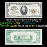 1929 $20 National Currency Note 'The First National Bank of Menominee MI' Type II Grades xf+