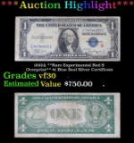 ***Auction Highlight*** 1935A **Rare Experimental Red S Overprint** $1 Blue Seal Silver Certificate