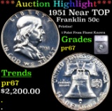 Proof ***Auction Highlight*** 1951 Franklin Half Dollar Near TOP POP! 50c Graded pr67 By SEGS (fc)