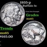 1935-p Buffalo Nickel 5c Grades GEM Unc