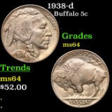 1938-d Buffalo Nickel 5c Grades Choice Unc
