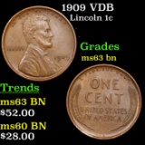 1909 VDB Lincoln Cent 1c Grades Select Unc BN