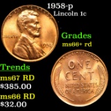 1958-p Lincoln Cent 1c Grades GEM++ RD