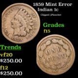 1859 Indian Cent Mint Error 1c Grades f+