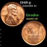 1948-p Lincoln Cent 1c Grades Choice Unc RD