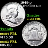 1949-p Franklin Half Dollar 50c Grades Choice Unc FBL
