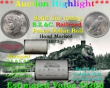 ***Auction Highlight*** Full solid date 1924-P Au/Bu Slider Peace silver dollar roll, 20 coins (fc)