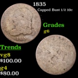 1835 Capped Bust Half Dime 1/2 10c Grades g+