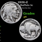 1926-d Buffalo Nickel 5c Grades g+