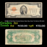 1928B $2 Red Seal United States Note Key Date To Series FR-1503 Grades f, fine