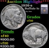 ***Auction Highlight*** 1926-s Buffalo Nickel 5c Graded vf30 By SEGS (fc)