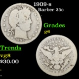 1909-s Barber Quarter 25c Grades g+
