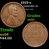 1919-s Lincoln Cent 1c Grades Choice AU