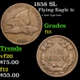 1858 SL Flying Eagle Cent 1c Grades f+