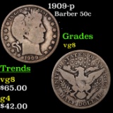 1909-p Barber Half Dollars 50c Grades vg, very good