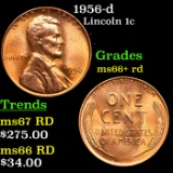 1956-d Lincoln Cent 1c Grades GEM++ RD