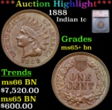 ***Auction Highlight*** 1888 Indian Cent 1c Grades GEM+ Unc BN (fc)