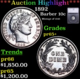 Proof ***Auction Highlight*** 1892 Barber Dime 10c Graded pr65+ By SEGS (fc)