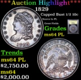 ***Auction Highlight*** 1829 Capped Bust Half Dime 1/2 10c Graded Choice Unc PL BY USCG (fc)
