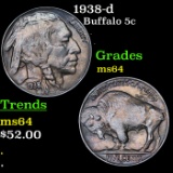 1938-d Buffalo Nickel 5c Grades Choice Unc