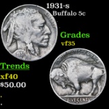 1931-s Buffalo Nickel 5c Grades vf++